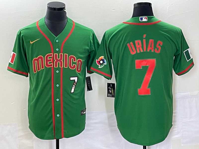 Men%27s Mexico Baseball #7 Julio Urias Number 2023 Green World Classic Stitched Jersey14